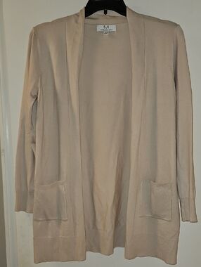 Magaschoni Open-Front Long Cardigan, Beige
